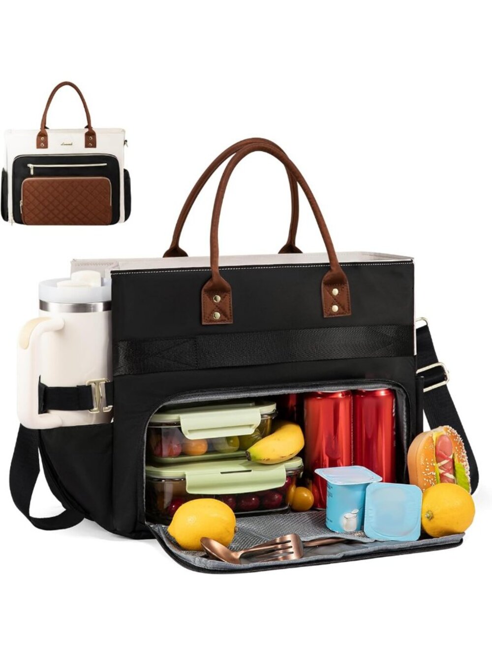 Stylish Insulated Lunch Tote Bag for Women, 3-in-1 Work & Travel Bag